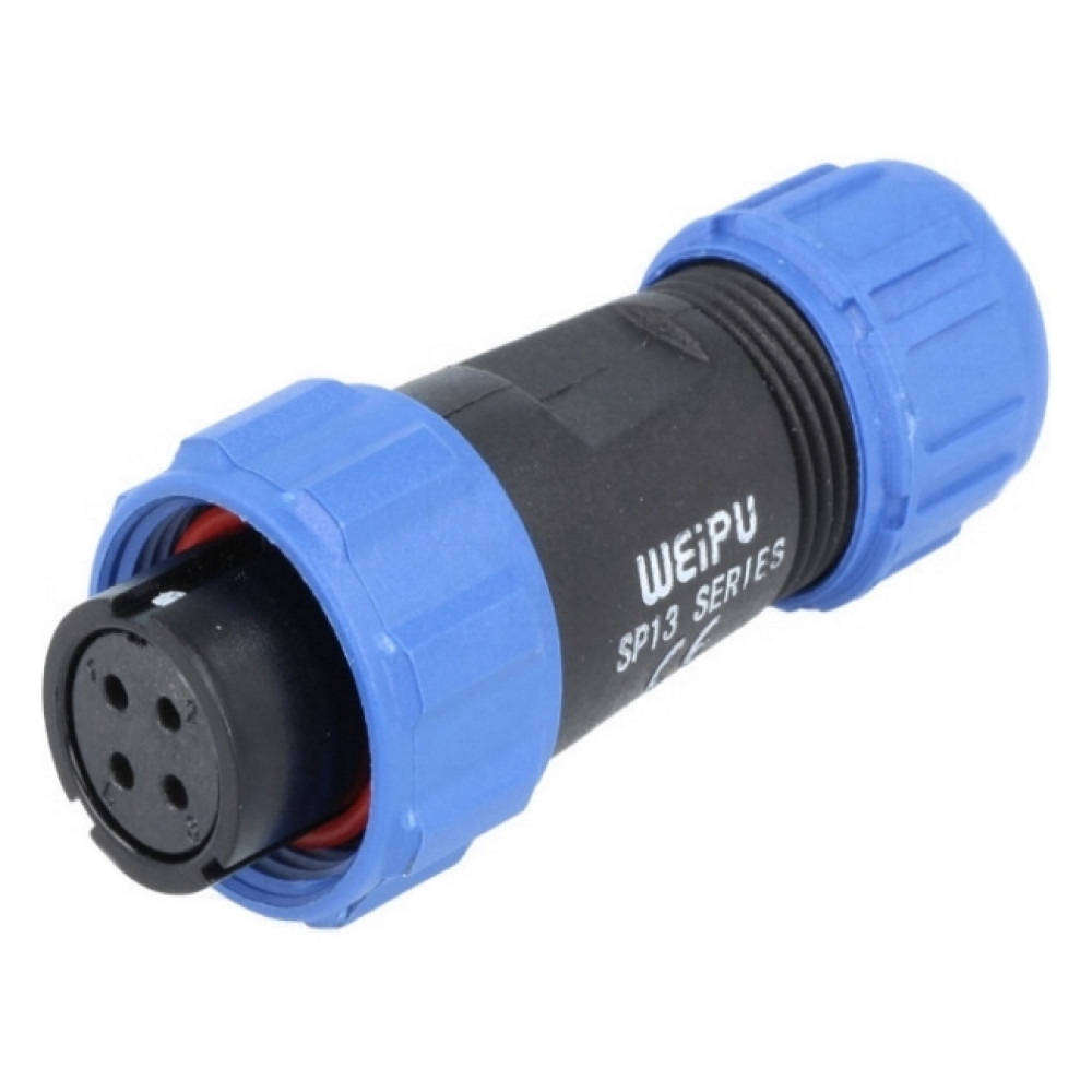 SP1310/S4I Розетка 4 контакти на провід, IP68, 200В, 5А, пайка, WEIPU SP1310/S4I Розетка 4 контакти на провід, IP68, 200В, 5А, пайка, WEIPU